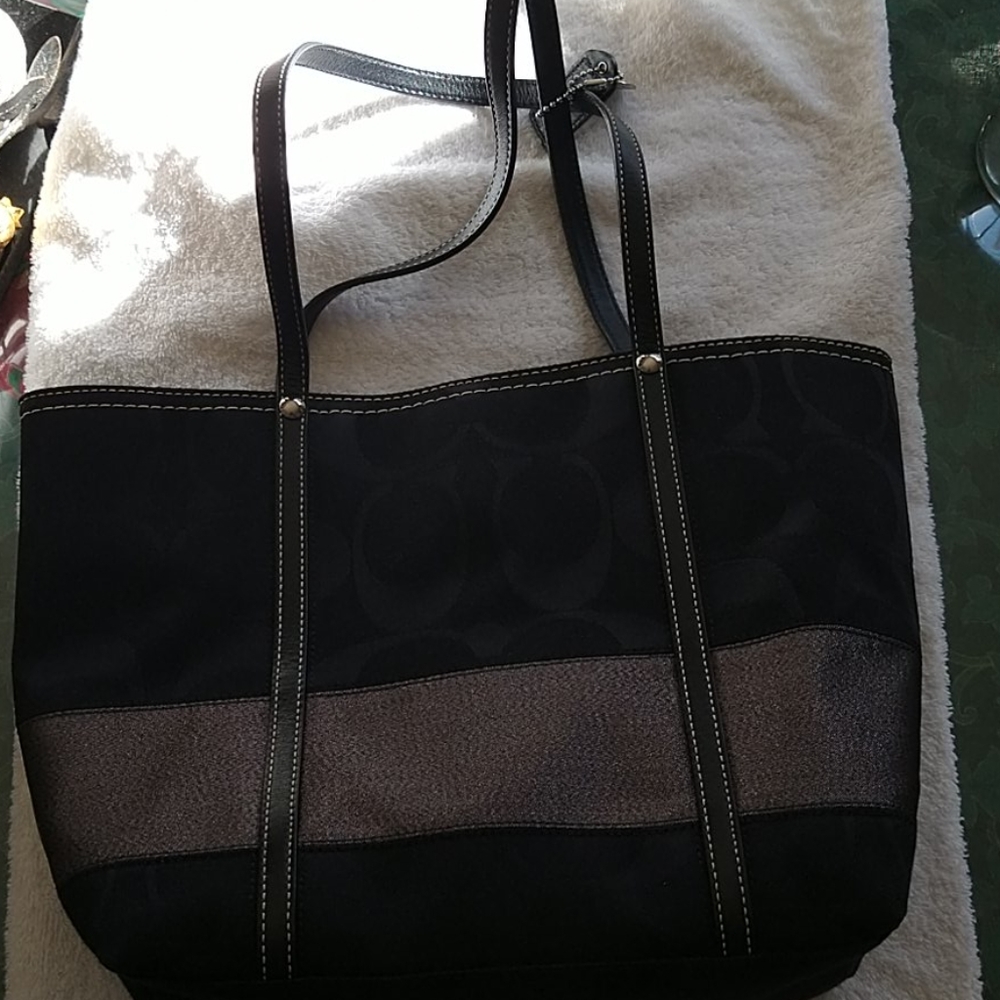 Coach purse black with silver glitter